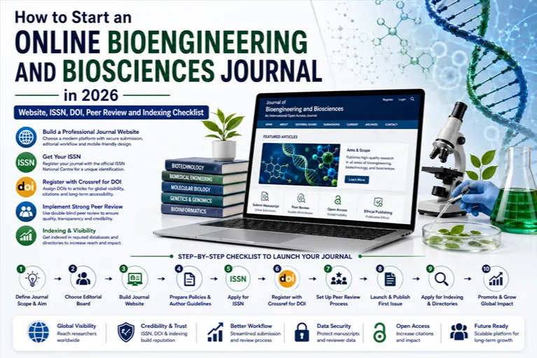 How to Start an Online Bioengineering and Biosciences Journal in 2026: Website, ISSN, DOI, Peer Review and Indexing Checklist